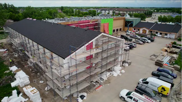 Aerial view of Steinbach Bible College project site