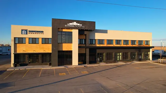 Schinkel Properties office building front elevation with EIFS finish