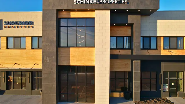 Office entrance with premium exterior finishes
