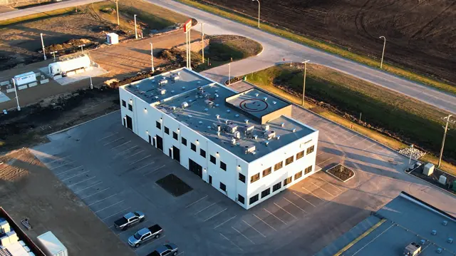 Aerial view of commercial office building