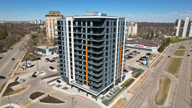 Aerial view of Tuxedo Towers residential tower